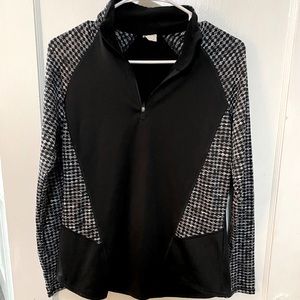 Athletic black, quarter zip; women’s small